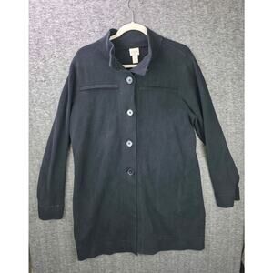 Chico's Black Button Up Knit Cardigan Jacket Size 2 (US 10/12)